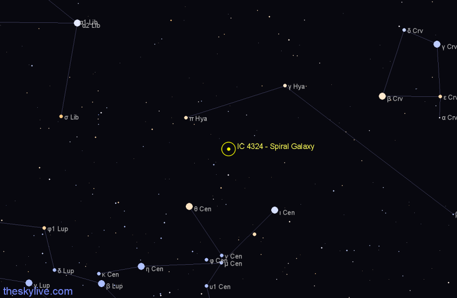 Finder chart IC 4324 - Spiral Galaxy in Centaurus star