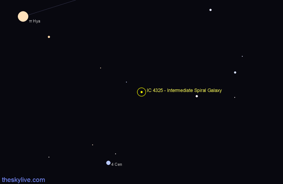 Finder chart IC 4325 - Intermediate Spiral Galaxy in Hydra star