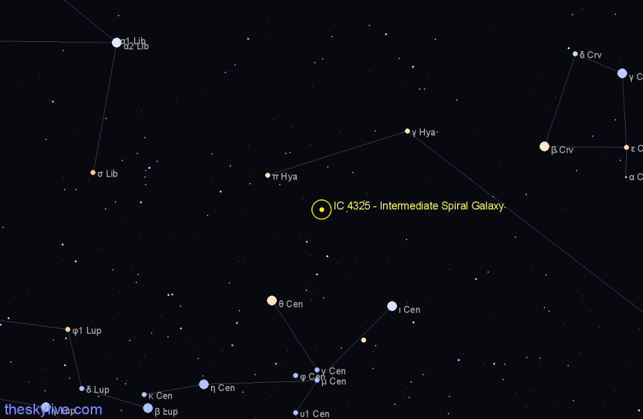 Finder chart IC 4325 - Intermediate Spiral Galaxy in Hydra star