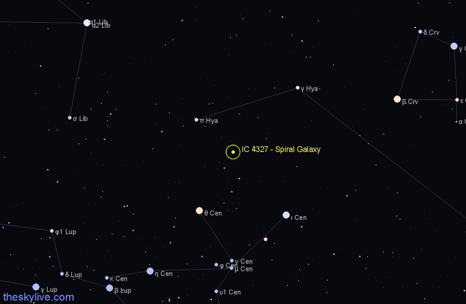 Finder chart IC 4327 - Spiral Galaxy in Centaurus star