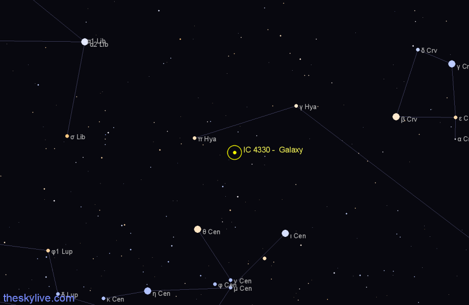 Finder chart IC 4330 - Galaxy in Hydra star