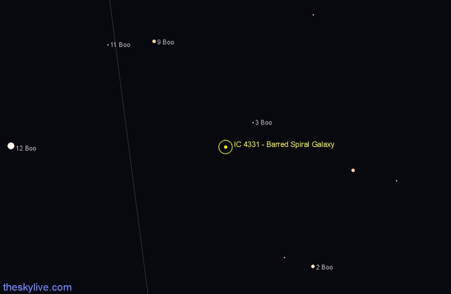 Finder chart IC 4331 - Barred Spiral Galaxy in Boötes star