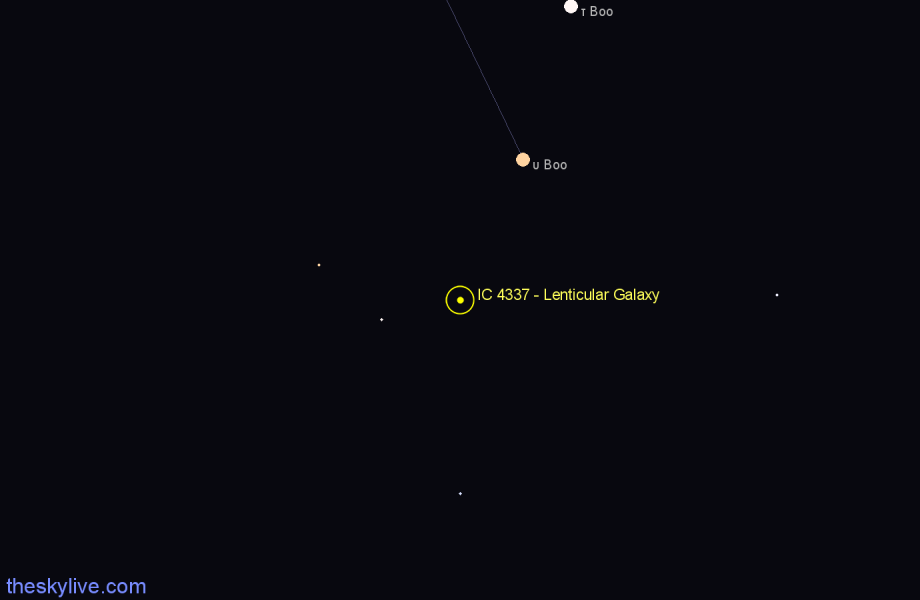 Finder chart IC 4337 - Lenticular Galaxy in Boötes star