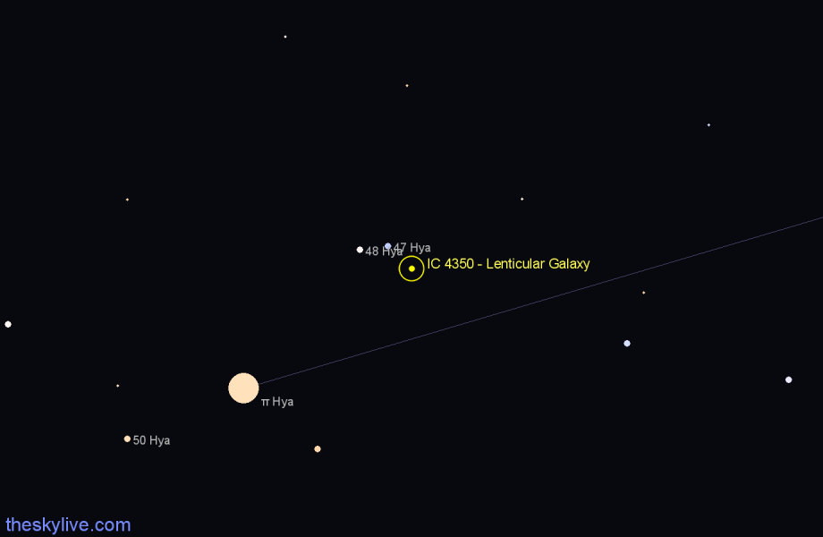 Finder chart IC 4350 - Lenticular Galaxy in Hydra star