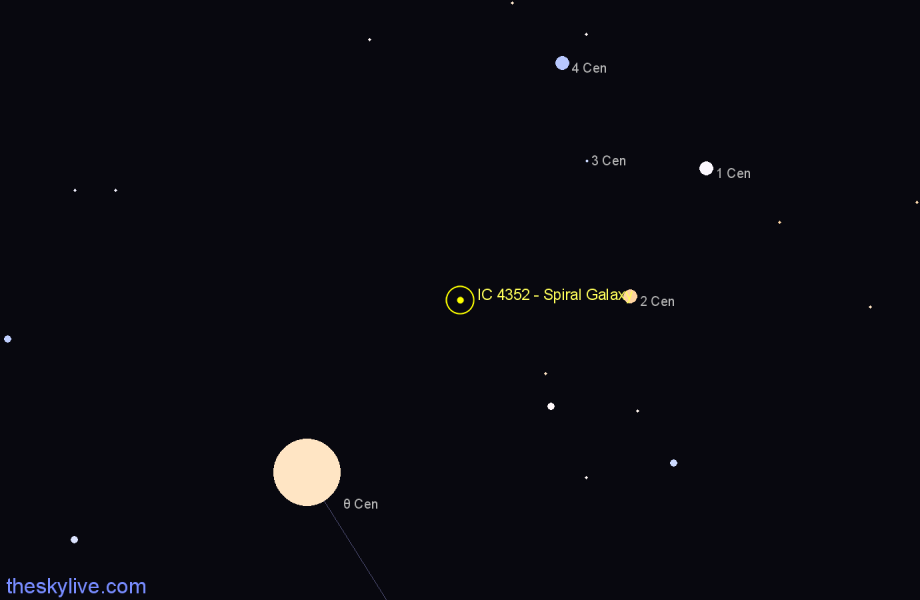 Finder chart IC 4352 - Spiral Galaxy in Centaurus star