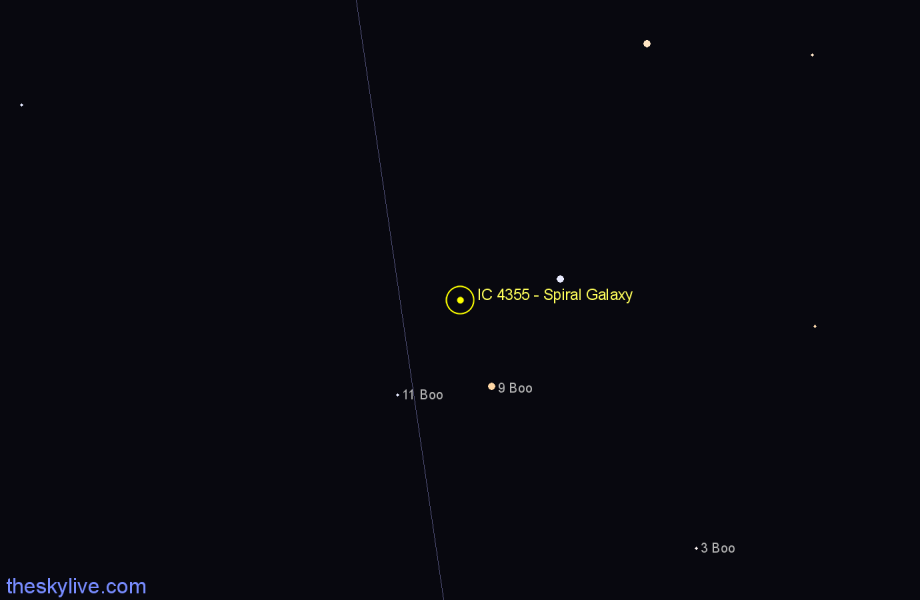 Finder chart IC 4355 - Spiral Galaxy in Canes Venatici star