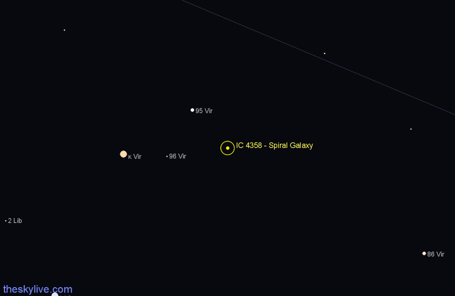 Finder chart IC 4358 - Spiral Galaxy in Virgo star
