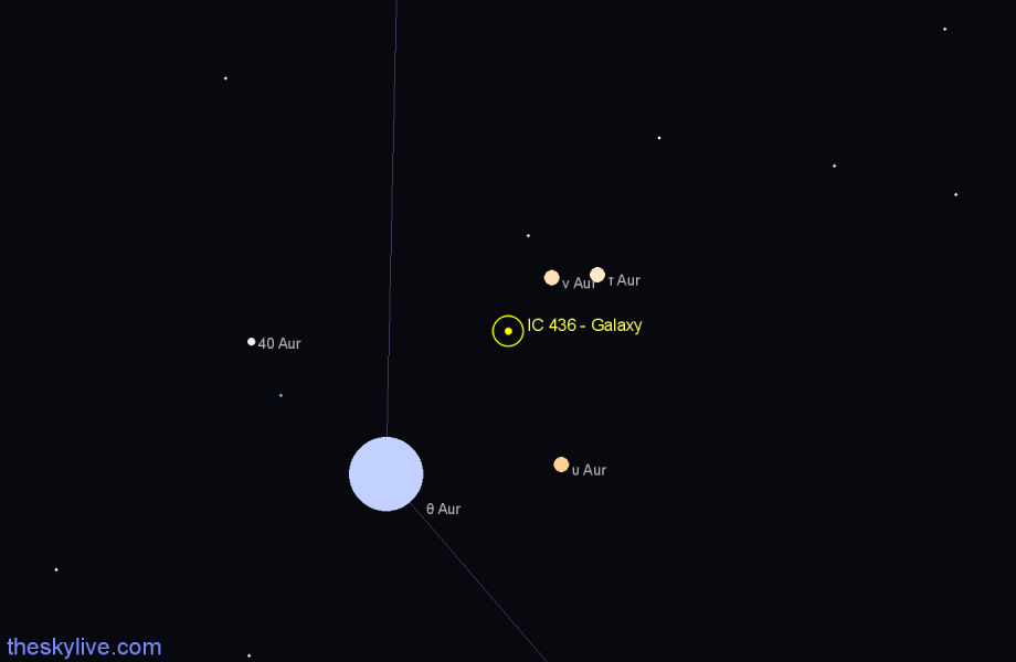 Finder chart IC 436 - Galaxy in Auriga star
