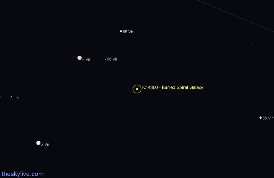 Finder chart IC 4360 - Barred Spiral Galaxy in Virgo star