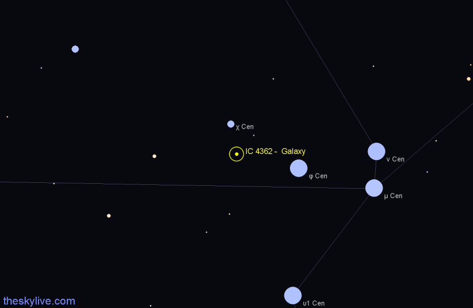 Finder chart IC 4362 - Galaxy in Centaurus star