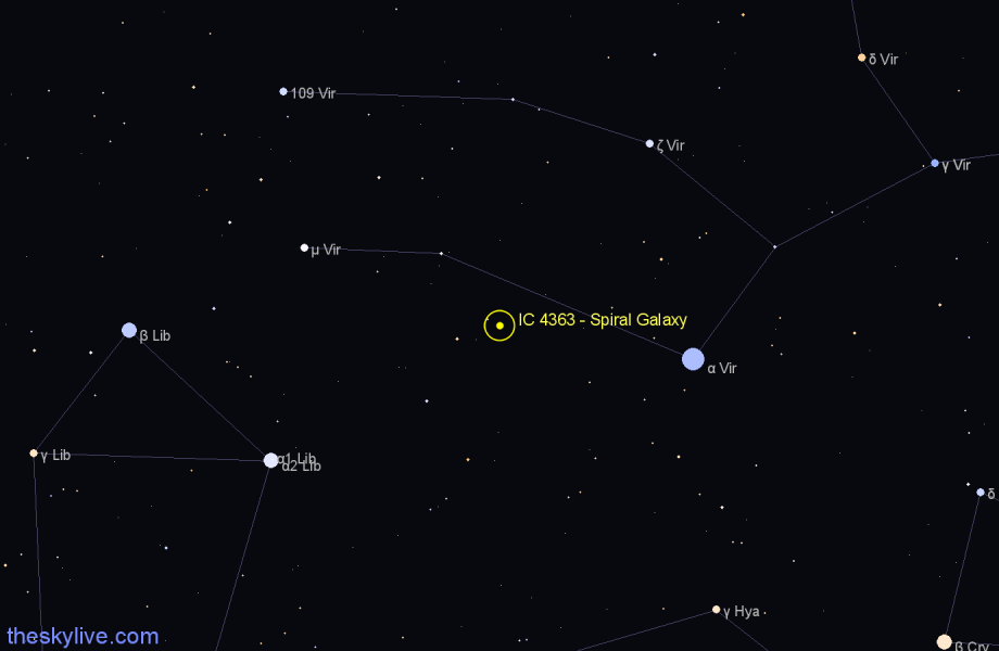 Finder chart IC 4363 - Spiral Galaxy in Virgo star