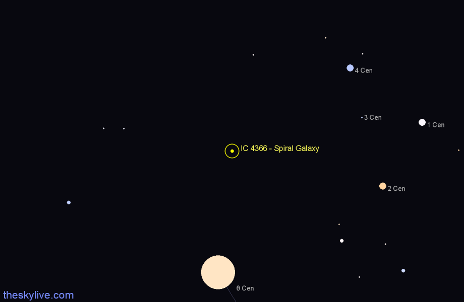 Finder chart IC 4366 - Spiral Galaxy in Centaurus star