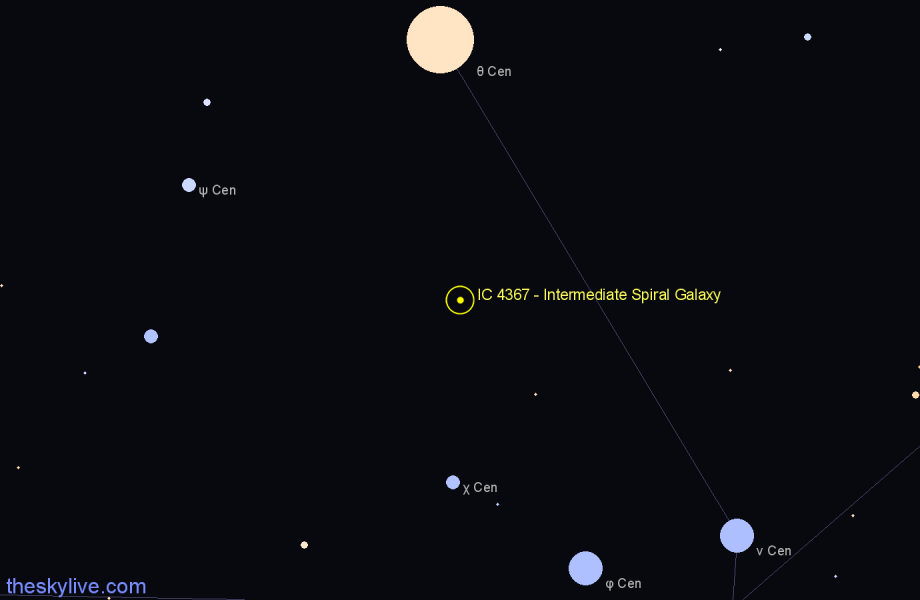 Finder chart IC 4367 - Intermediate Spiral Galaxy in Centaurus star