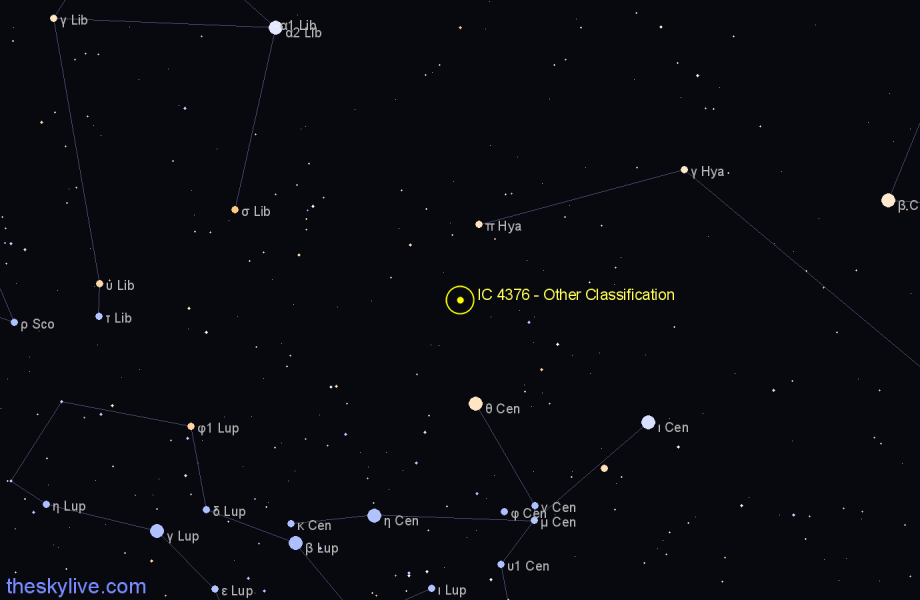 Finder chart IC 4376 - Other Classification in Centaurus star