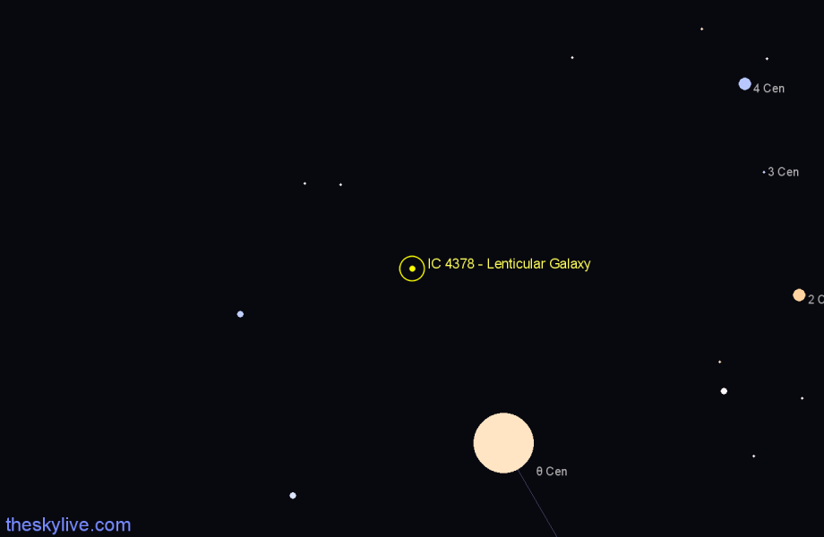 Finder chart IC 4378 - Lenticular Galaxy in Centaurus star