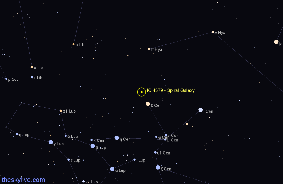 Finder chart IC 4379 - Spiral Galaxy in Centaurus star