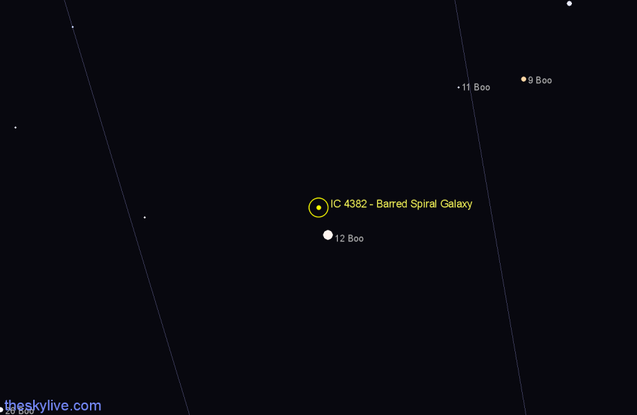 Finder chart IC 4382 - Barred Spiral Galaxy in Boötes star
