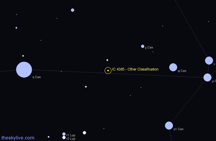 Finder chart IC 4385 - Other Classification in Centaurus star