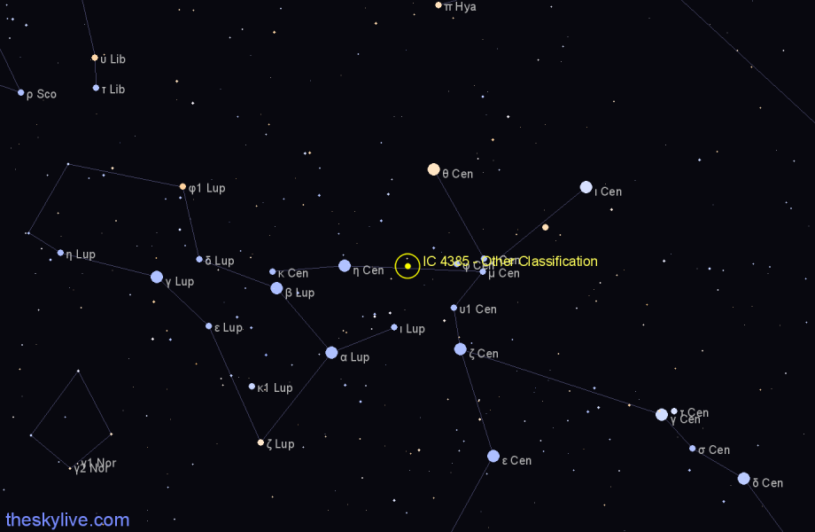 Finder chart IC 4385 - Other Classification in Centaurus star