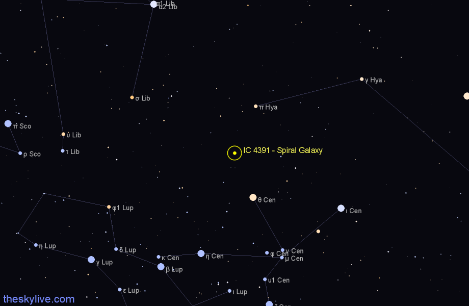 Finder chart IC 4391 - Spiral Galaxy in Centaurus star