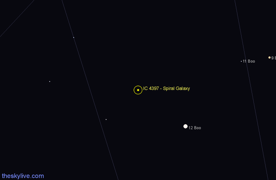 Finder chart IC 4397 - Spiral Galaxy in Boötes star