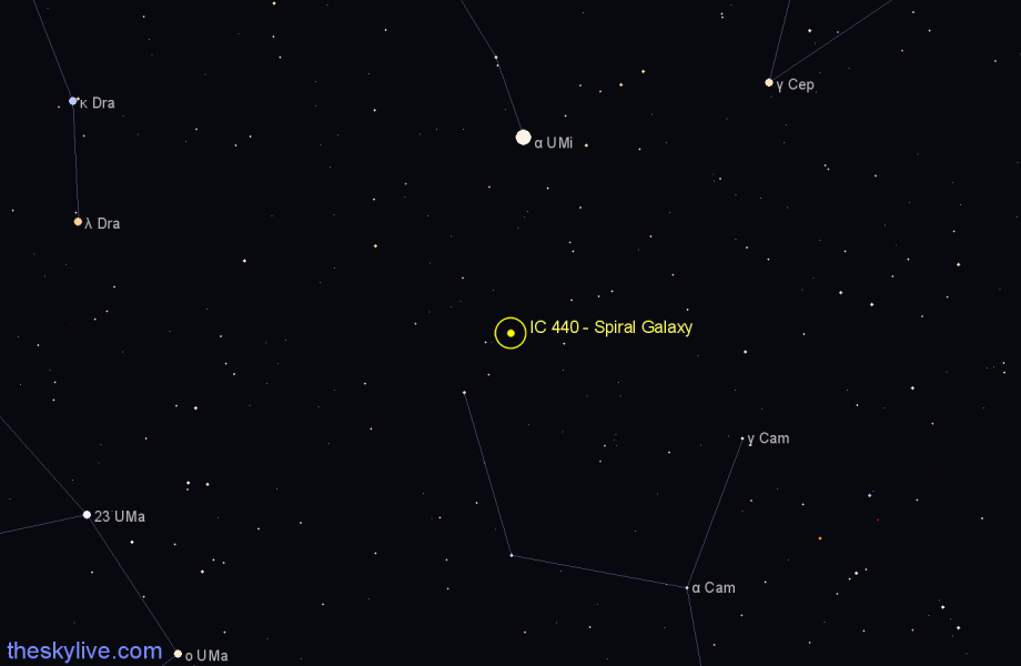 Finder chart IC 440 - Spiral Galaxy in Camelopardalis star