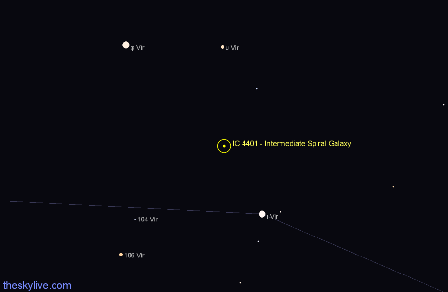 Finder chart IC 4401 - Intermediate Spiral Galaxy in Virgo star