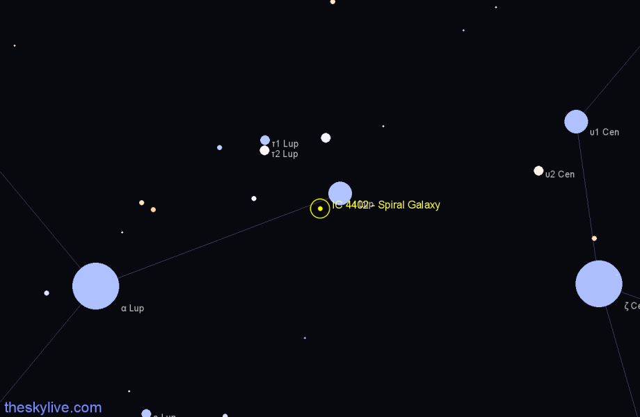 Finder chart IC 4402 - Spiral Galaxy in Lupus star