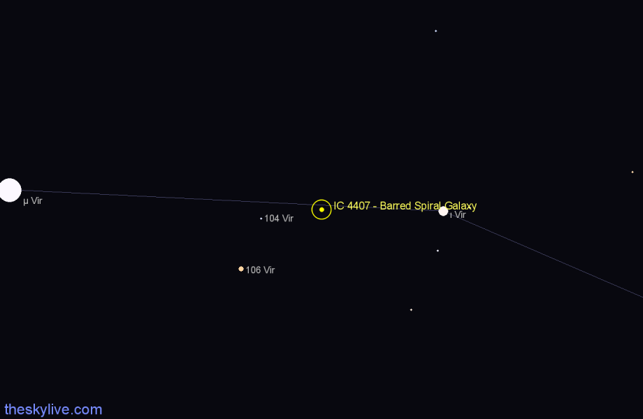 Finder chart IC 4407 - Barred Spiral Galaxy in Virgo star