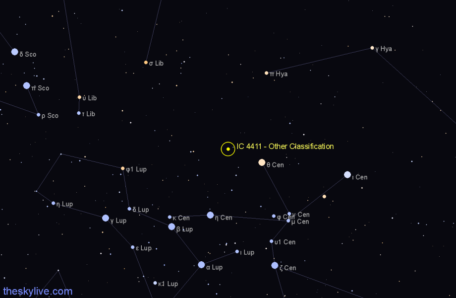 Finder chart IC 4411 - Other Classification in Centaurus star