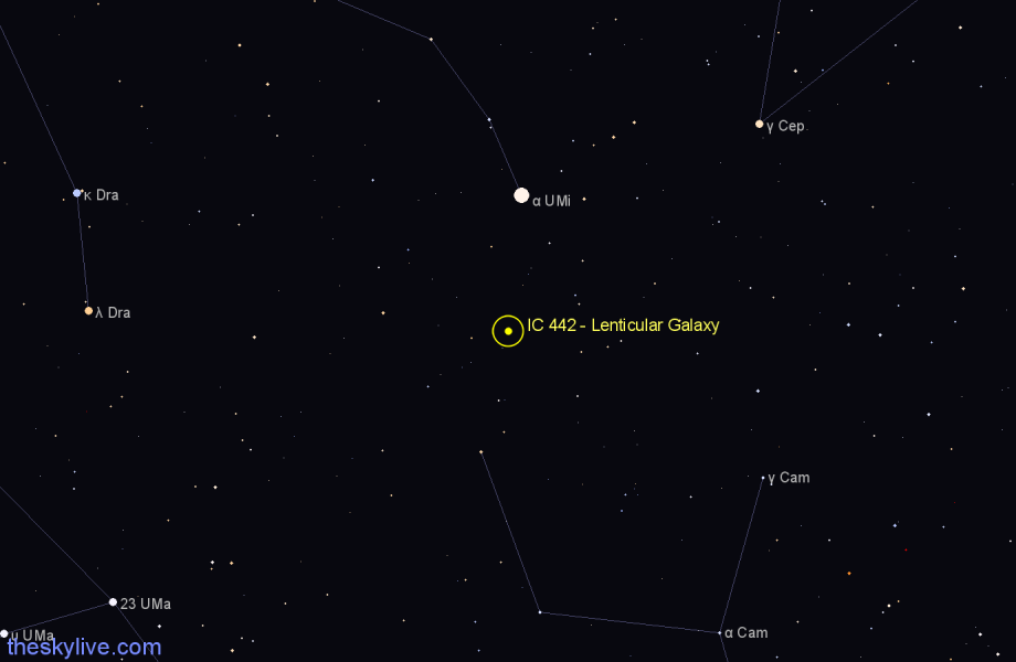Finder chart IC 442 - Lenticular Galaxy in Camelopardalis star