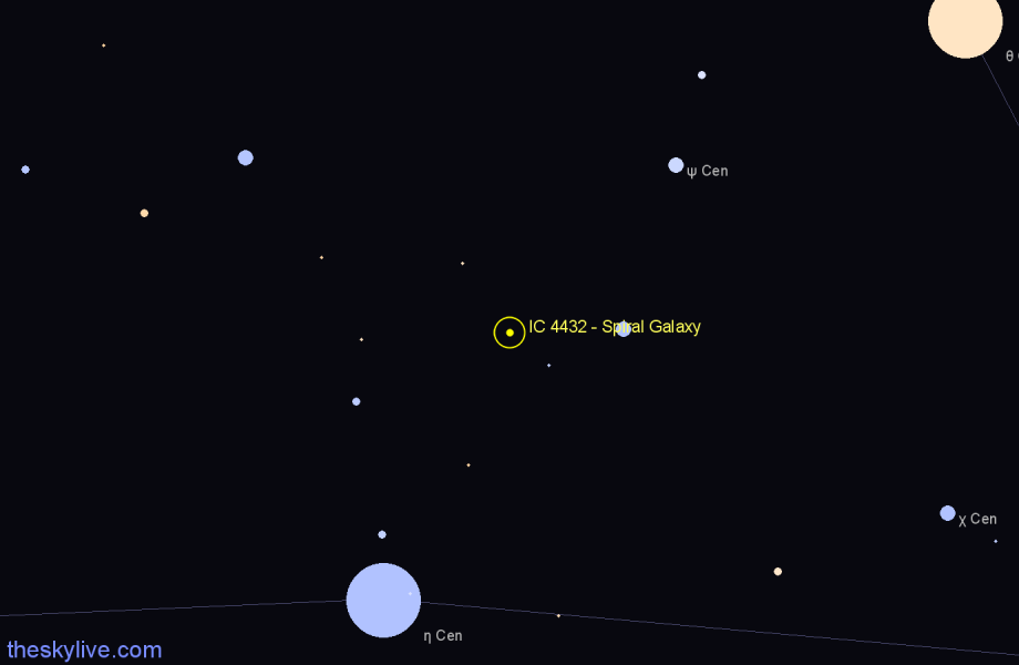 Finder chart IC 4432 - Spiral Galaxy in Centaurus star