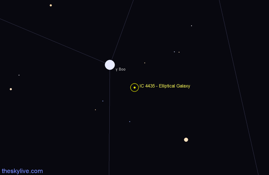 Finder chart IC 4435 - Elliptical Galaxy in Boötes star