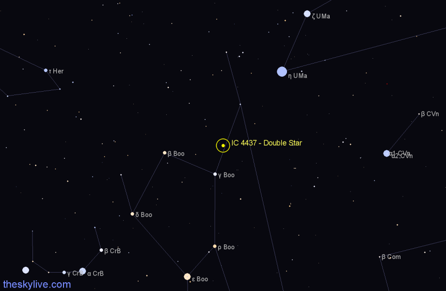 Finder chart IC 4437 - Double Star in Boötes star
