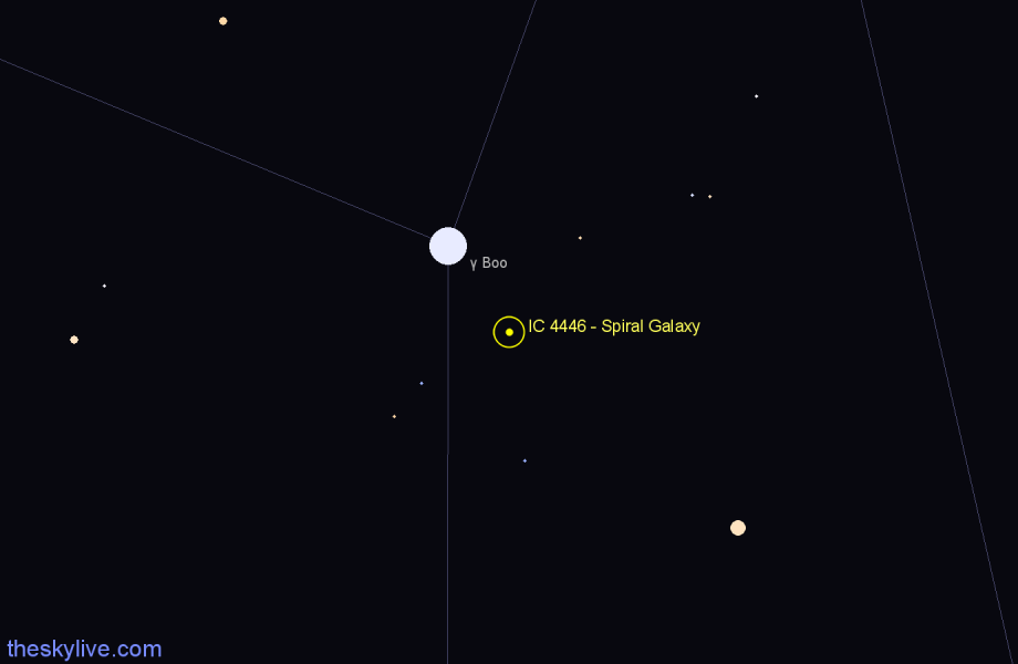 Finder chart IC 4446 - Spiral Galaxy in Boötes star