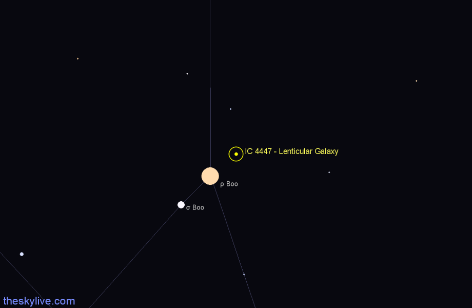 Finder chart IC 4447 - Lenticular Galaxy in Boötes star