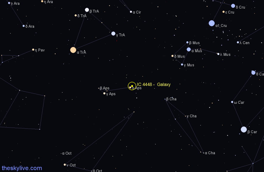 Finder chart IC 4448 - Galaxy in Apus star