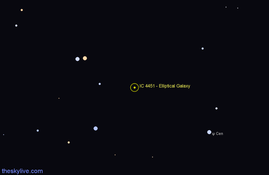 Finder chart IC 4451 - Elliptical Galaxy in Centaurus star