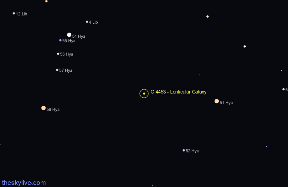 Finder chart IC 4453 - Lenticular Galaxy in Hydra star
