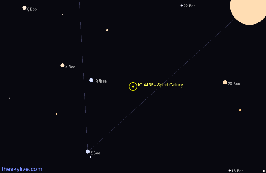 Finder chart IC 4456 - Spiral Galaxy in Boötes star