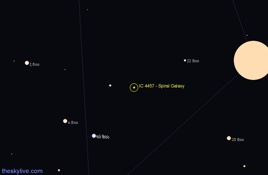 Finder chart IC 4457 - Spiral Galaxy in Boötes star