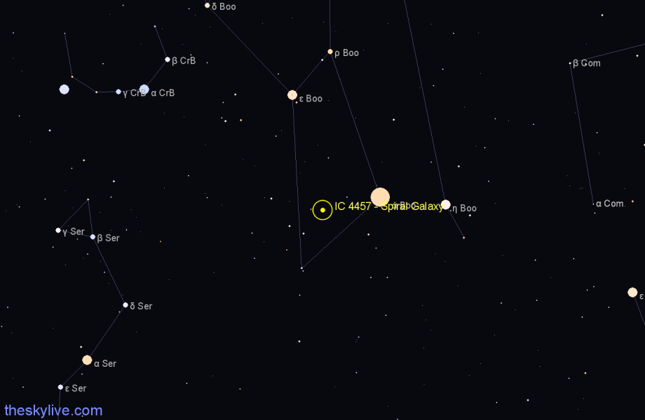 Finder chart IC 4457 - Spiral Galaxy in Boötes star