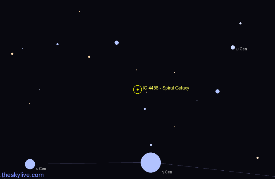 Finder chart IC 4458 - Spiral Galaxy in Centaurus star