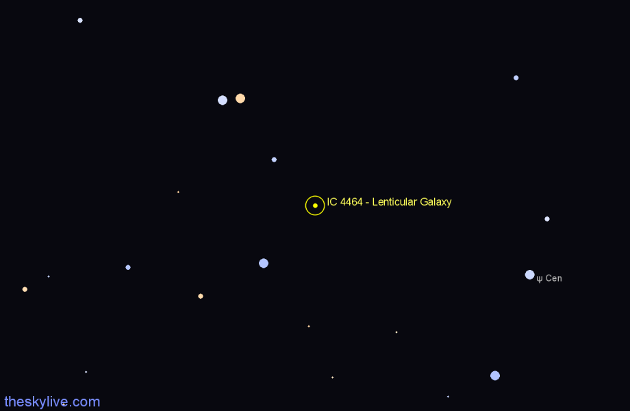 Finder chart IC 4464 - Lenticular Galaxy in Centaurus star