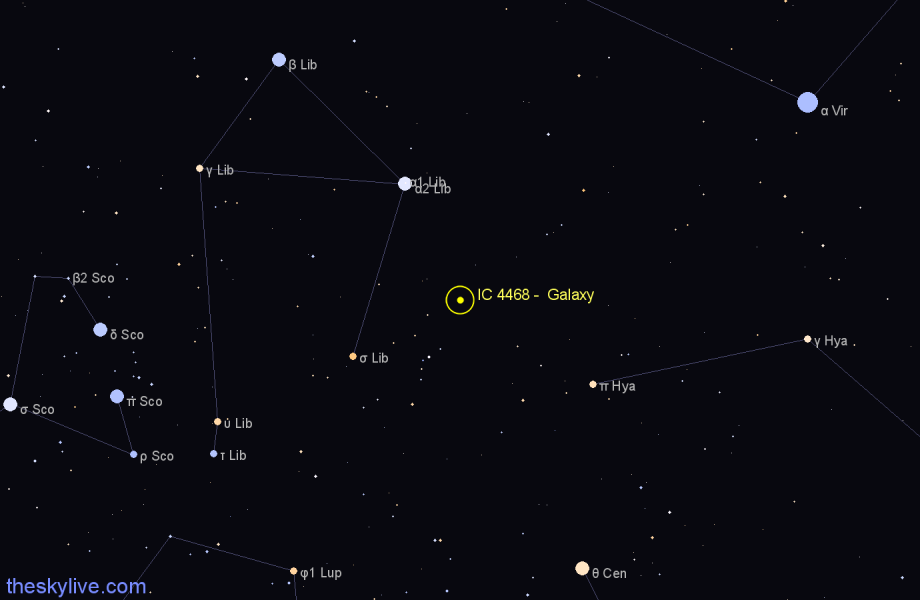 Finder chart IC 4468 - Galaxy in Libra star