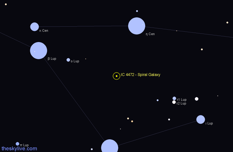 Finder chart IC 4472 - Spiral Galaxy in Lupus star