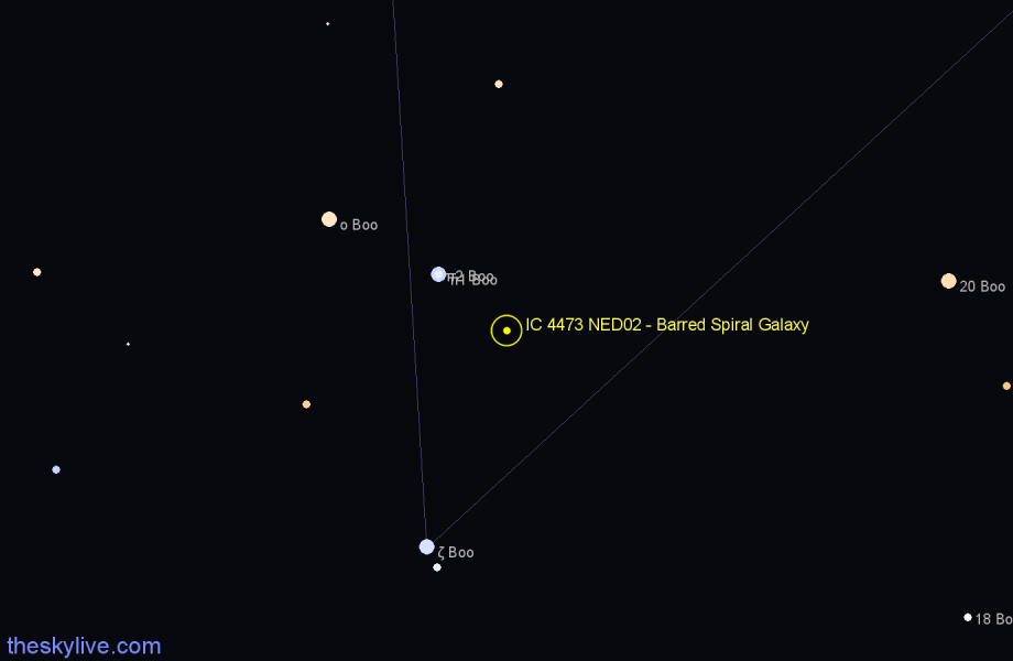 Finder chart IC 4473 NED02 - Barred Spiral Galaxy in Boötes star