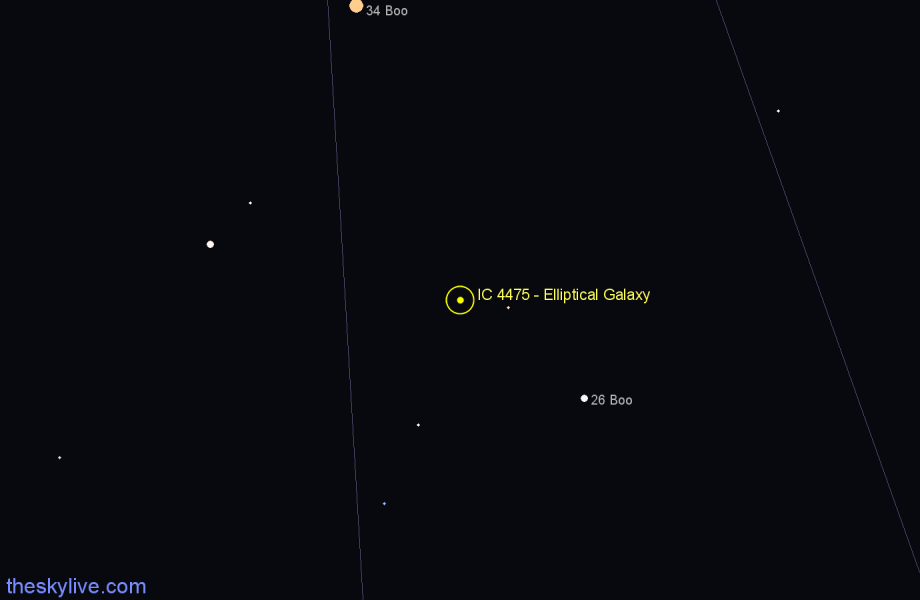 Finder chart IC 4475 - Elliptical Galaxy in Boötes star