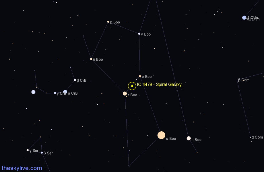 Finder chart IC 4479 - Spiral Galaxy in Boötes star