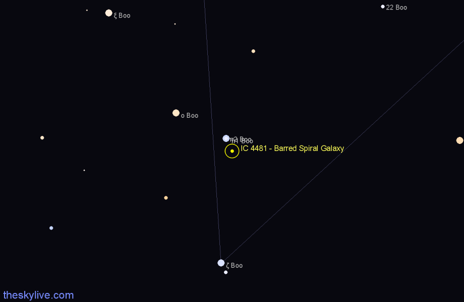 Finder chart IC 4481 - Barred Spiral Galaxy in Boötes star